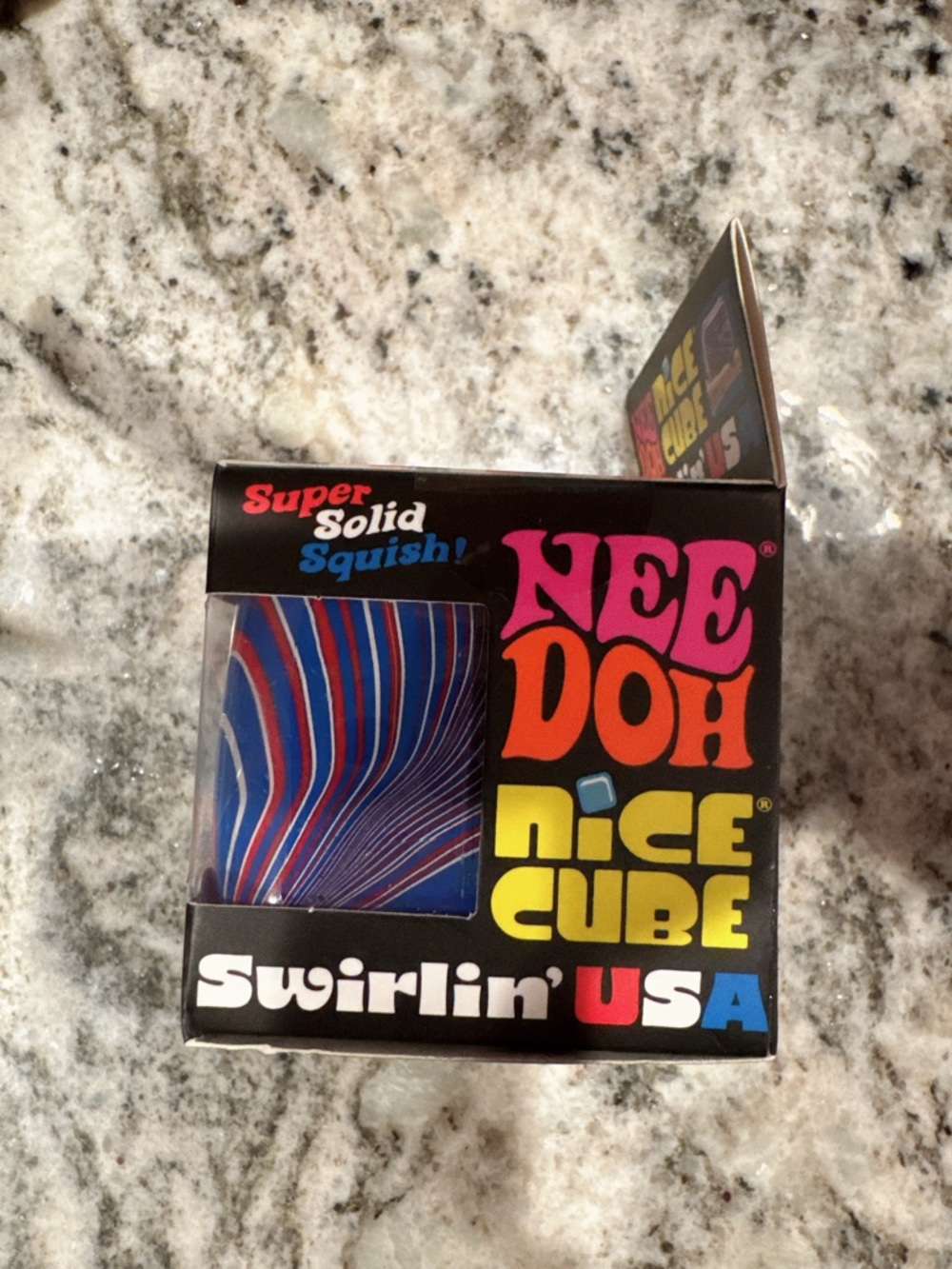 NeeDoh Nice Cube Swirlin' USA Super Solid Squish - Blue & Red! - Picture 2 of 4